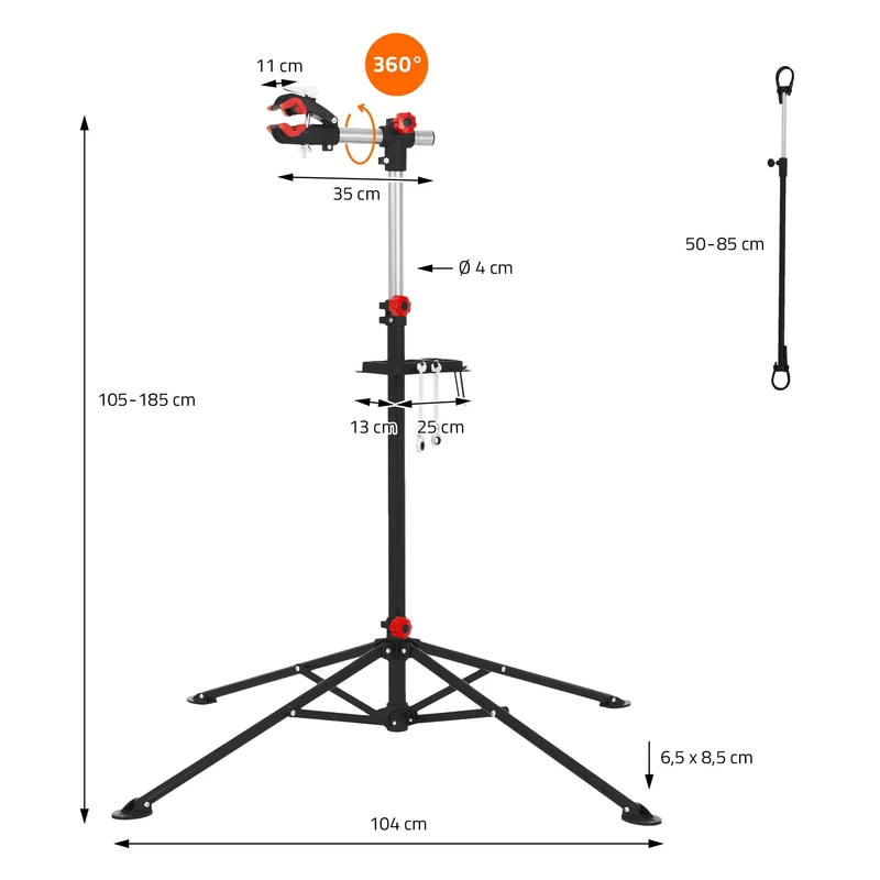 Fahrrad Montageständer Reparaturständer auch für E-Bikes bis 50 kg höhenverstellbar 360° drehbar aus Stahl