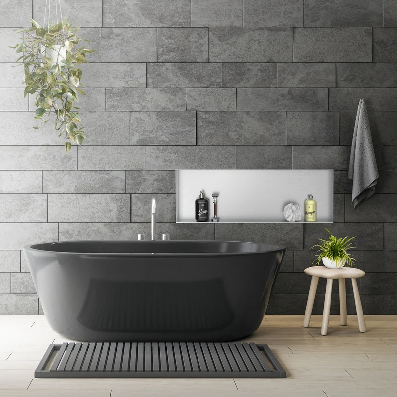 Duschnische 90x30 cm Silber aus Edelstahl Unterputz Rahmen Wandnische Duschablage LuxeBath