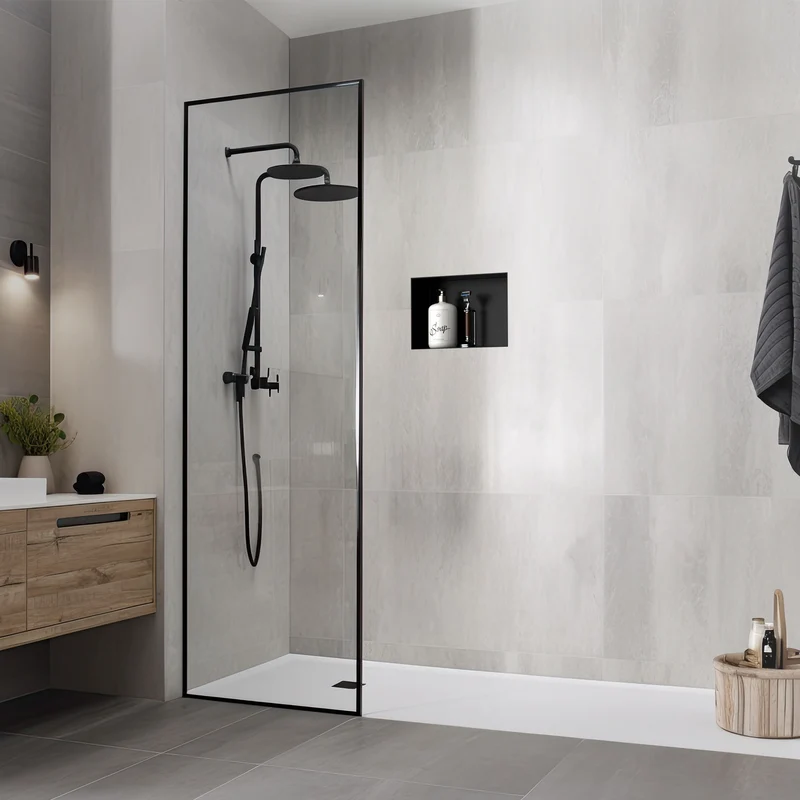 Duschnische 30x20 cm Schwarz aus Edelstahl Unterputz Rahmen Wandnische Duschablage LuxeBath