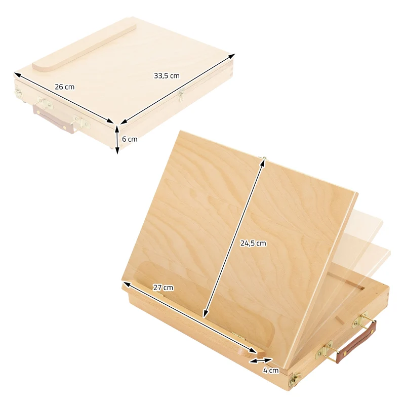 Tischstaffelei mit Schublade und Mischpalette Natur aus Holz