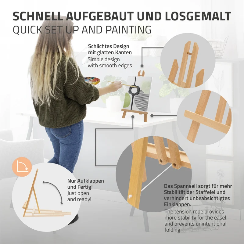 Tischstaffelei klein verstellbar 22x14x40,5 cm Braun aus Holz