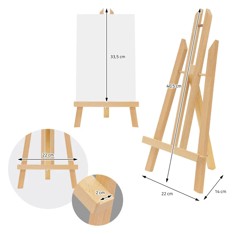Tischstaffelei klein verstellbar 22x14x40,5 cm Braun aus Holz