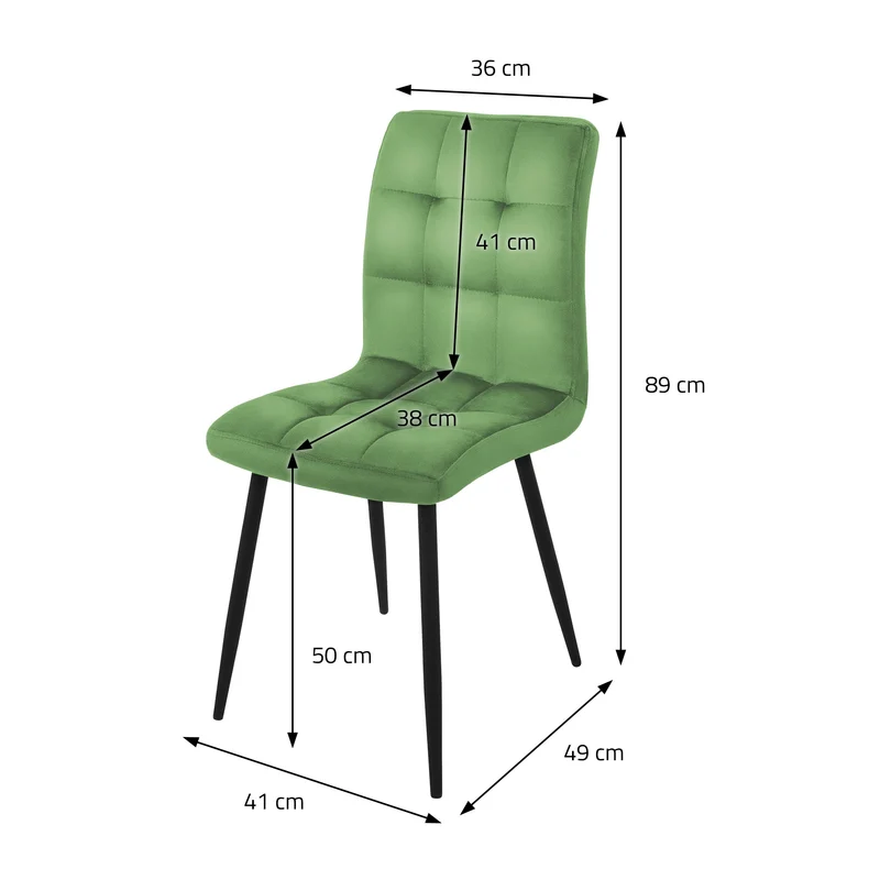 Esszimmerstuhl 4er Set Salbei Samtbezug mit Metallbeinen inkl. Montagematerial ML-Design
