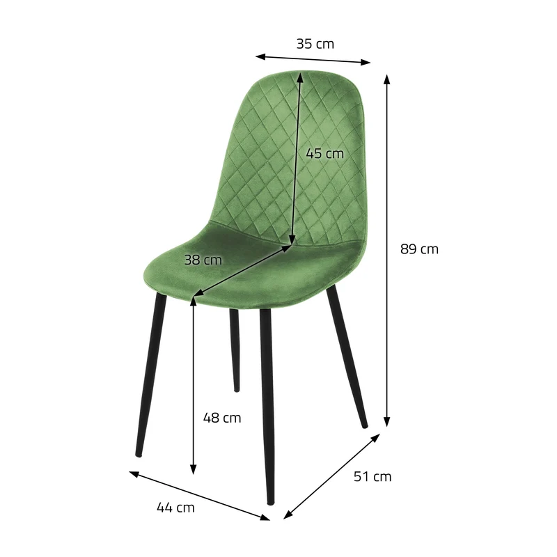 Esszimmerstuhl 4er Set mit Rückenehne Salbei Küchenstuhl mit Microfaser-Samtbezug ML-Design