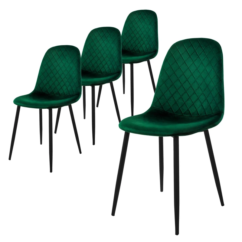 Esszimmerstuhl 4er Set Rauten Steppung mit Rückenlehne Küchenstuhl mit Microfaser-Samtbezug ML-Design