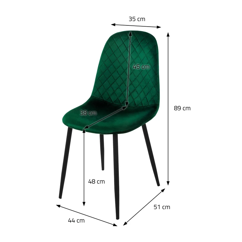 Esszimmerstuhl 4er Set mit Rückenlehne Dunkelgrün Küchenstuhl mit Microfaser-Samtbezug ML-Design