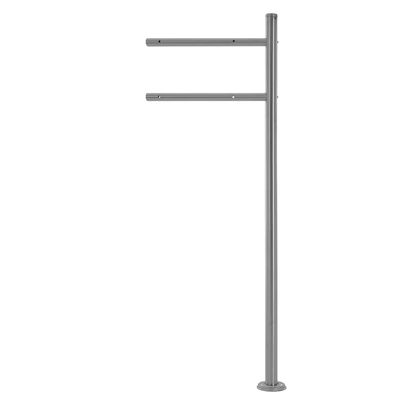 Standbriefkasten mit Zeitungsfach 37x37x11 cm Anthrazit/Weiß-Marmoroptik aus Stahl ML-Design, Modernes Diagonales Design, Standhöhe 120 cm Silber