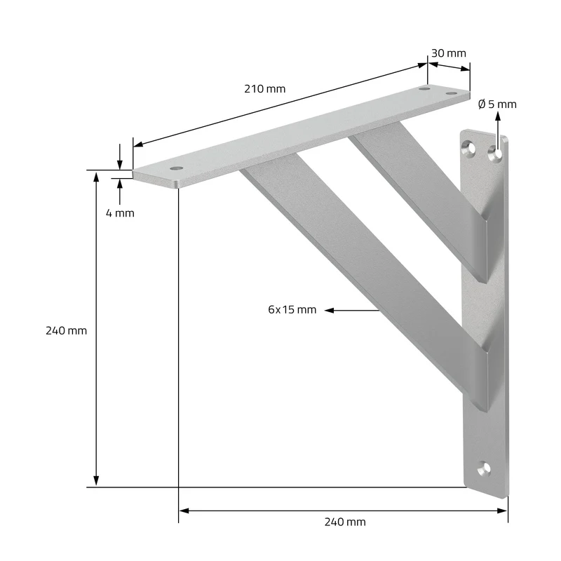 Wandkonsole Regalhalterung 2er Set 240 x 240 mm Silber aus Aluminium ML-Design