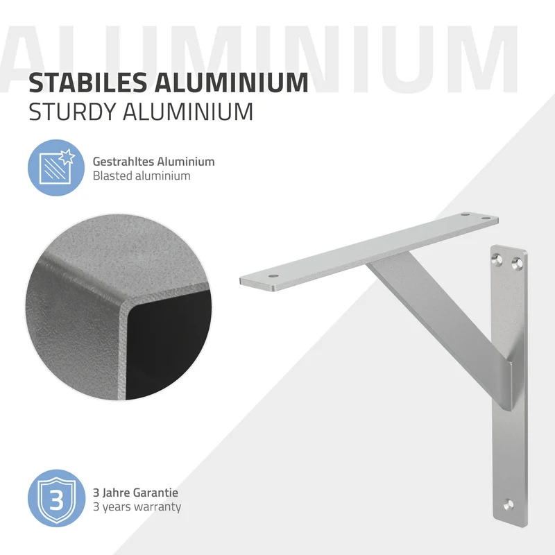 Wandkonsole Regalhalterung 2er Set 240 x 240 mm Silber aus Aluminium ML-Design