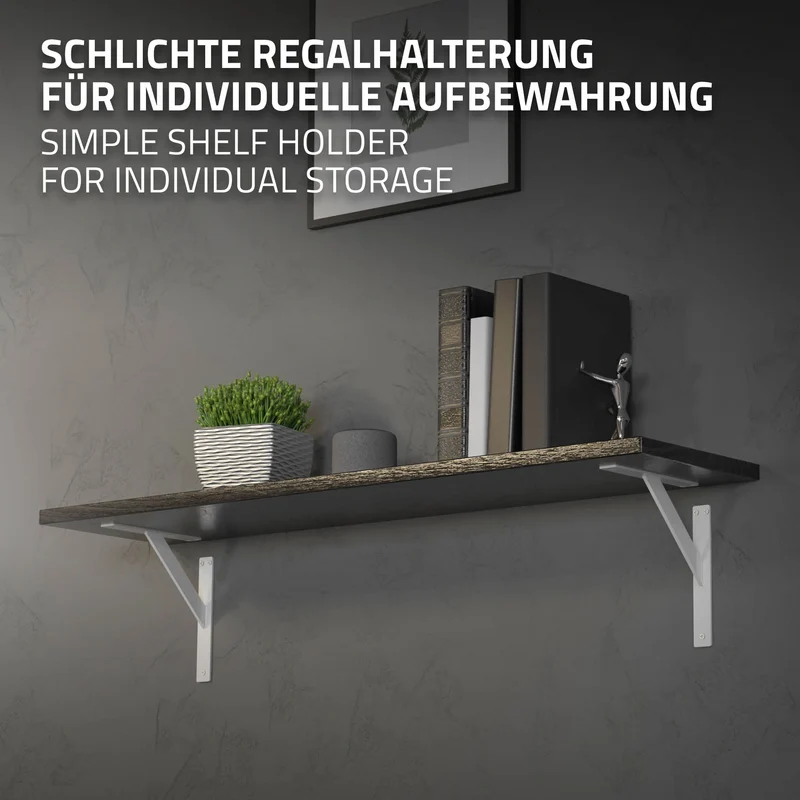 Wandkonsole Regalhalterung 2er Set 240 x 240 mm Weiß aus Aluminium ML-Design