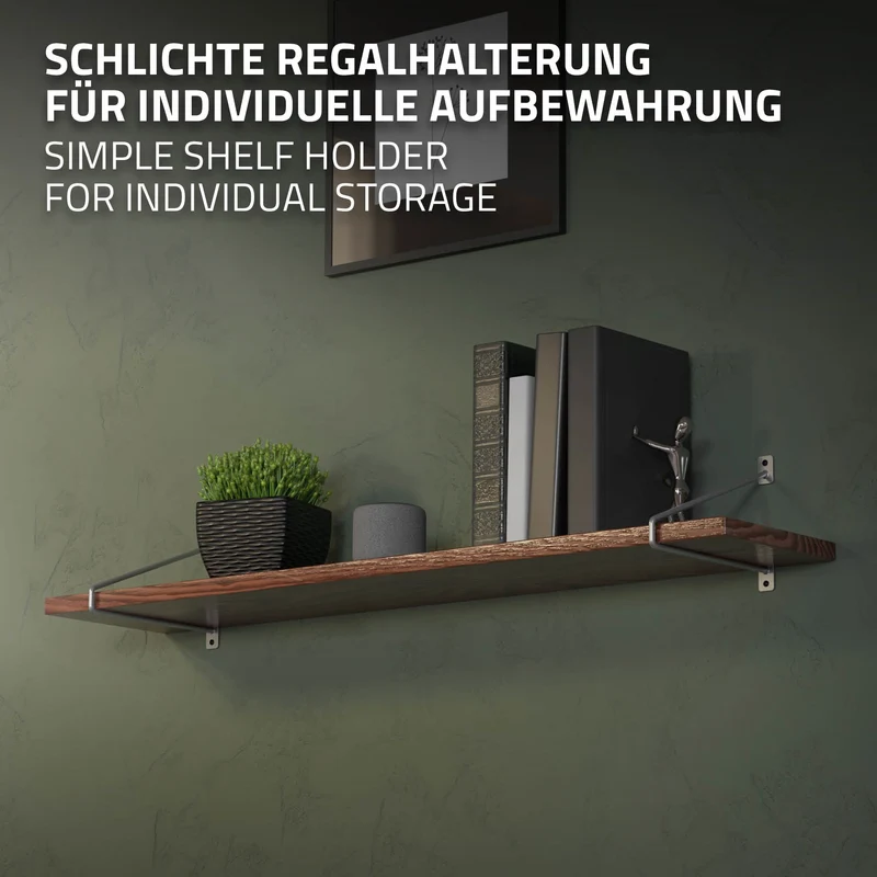Wandkonsole Regalhalterung 2er Set 265 x 180 mm Grau aus Stahl ML-Design