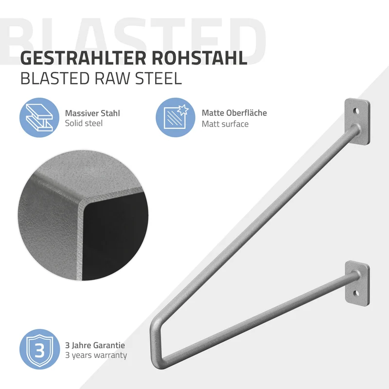 Wandkonsole Regalhalterung 2er Set 265 x 180 mm Grau aus Stahl ML-Design