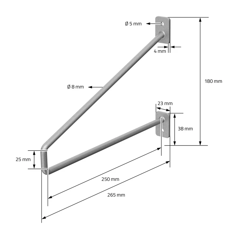 Wandkonsole Regalhalterung 2er Set 265 x 180 mm Grau aus Stahl ML-Design
