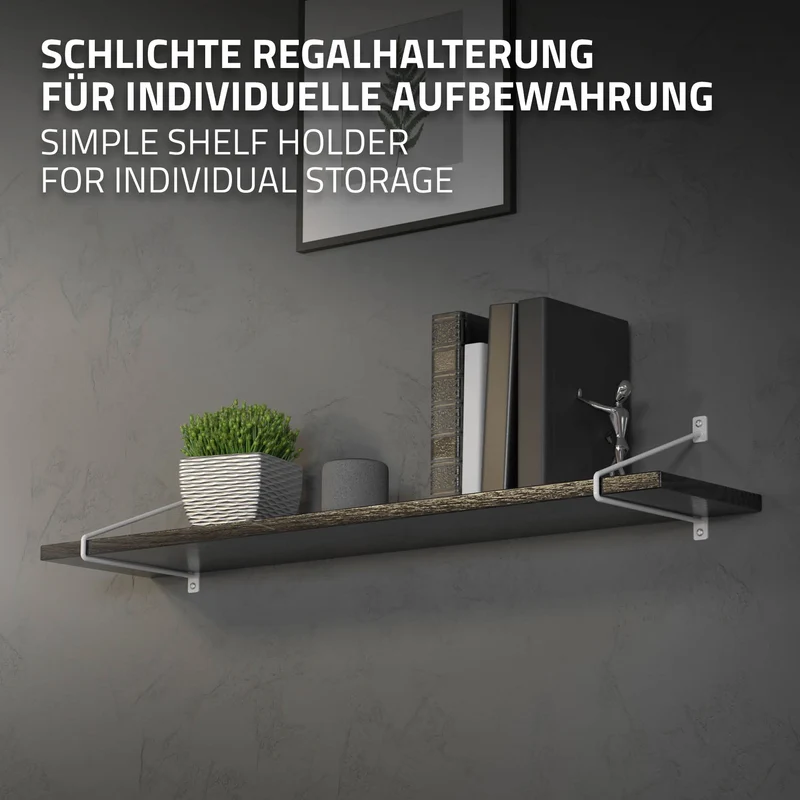 Wandkonsole Regalhalterung 2er Set 265 x 180 mm Weiß aus Stahl ML-Design