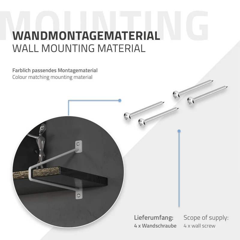 Wandkonsole Regalhalterung 2er Set 265 x 180 mm Weiß aus Stahl ML-Design