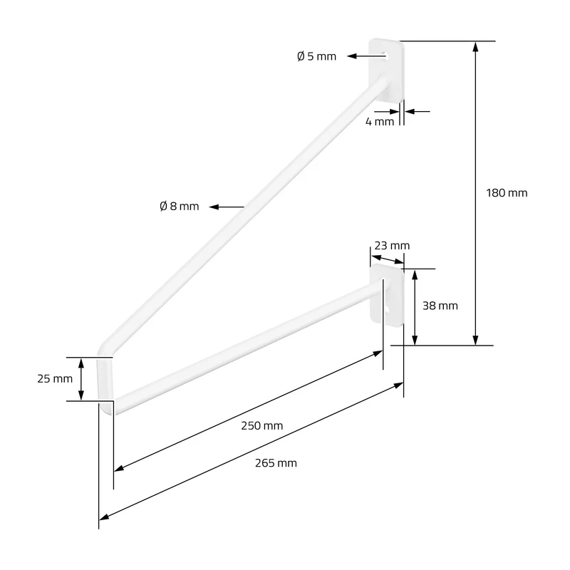 Wandkonsole Regalhalterung 2er Set 265 x 180 mm Weiß aus Stahl ML-Design