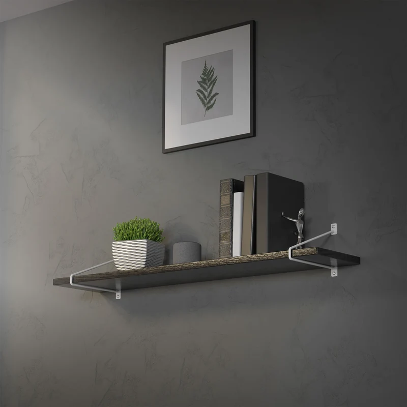 Wandkonsole Regalhalterung 2er Set 265 x 180 mm Weiß aus Stahl ML-Design