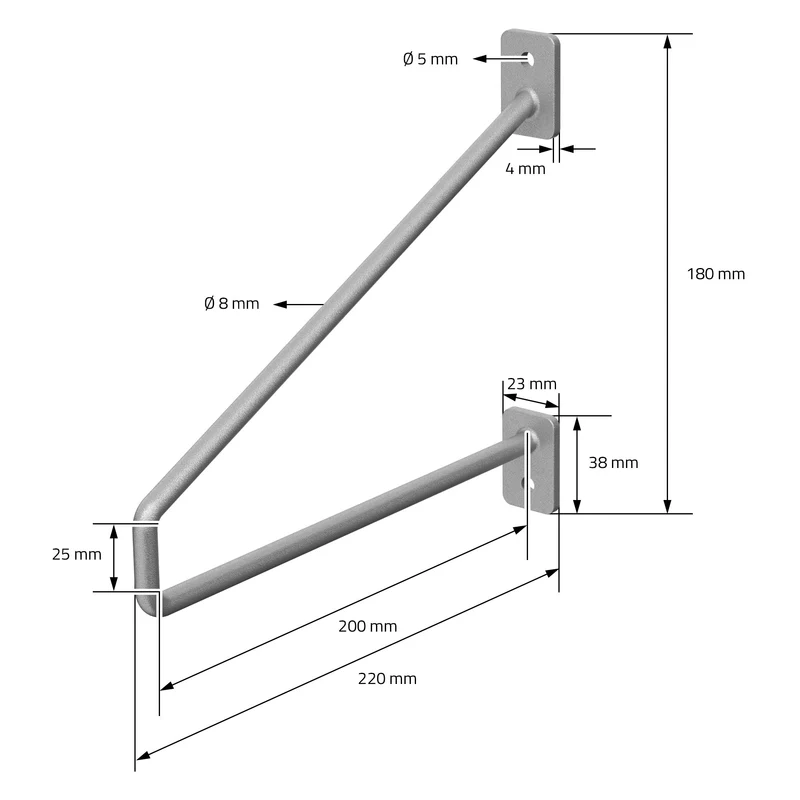 Wandkonsole Regalhalterung 2er Set 220 x 180 mm Grau aus Stahl ML-Design