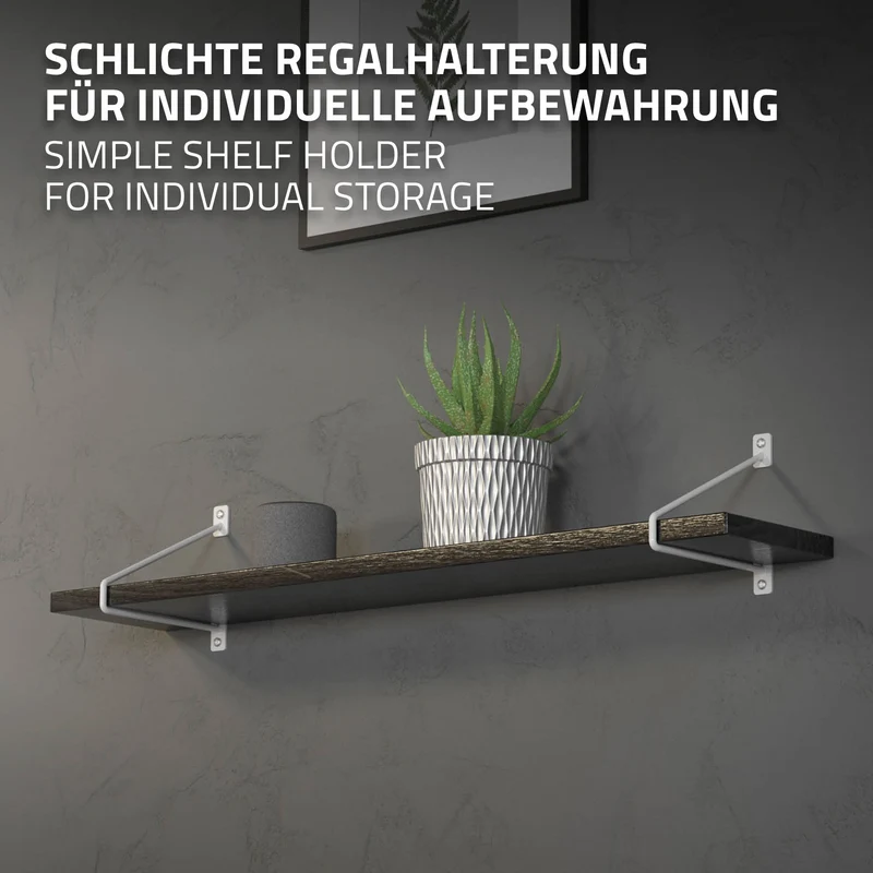 Wandkonsole Regalhalterung 2er Set 220 x 180 mm Weiß aus Stahl ML-Design