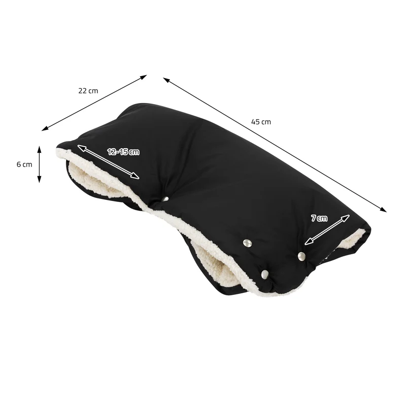 Kinderwagen Handwärmer 45x22x6 cm Schwarz aus Flanell Joyz