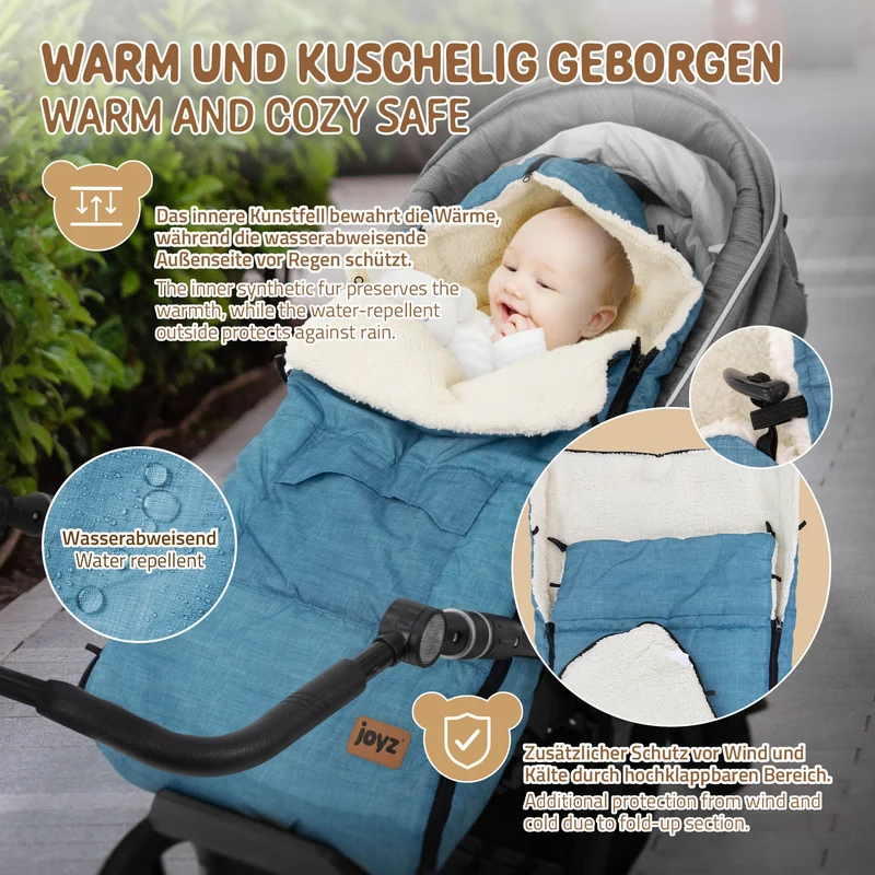 Babyfußsack 94x48x10 cm Jeans-Blau aus Polyester Joyz