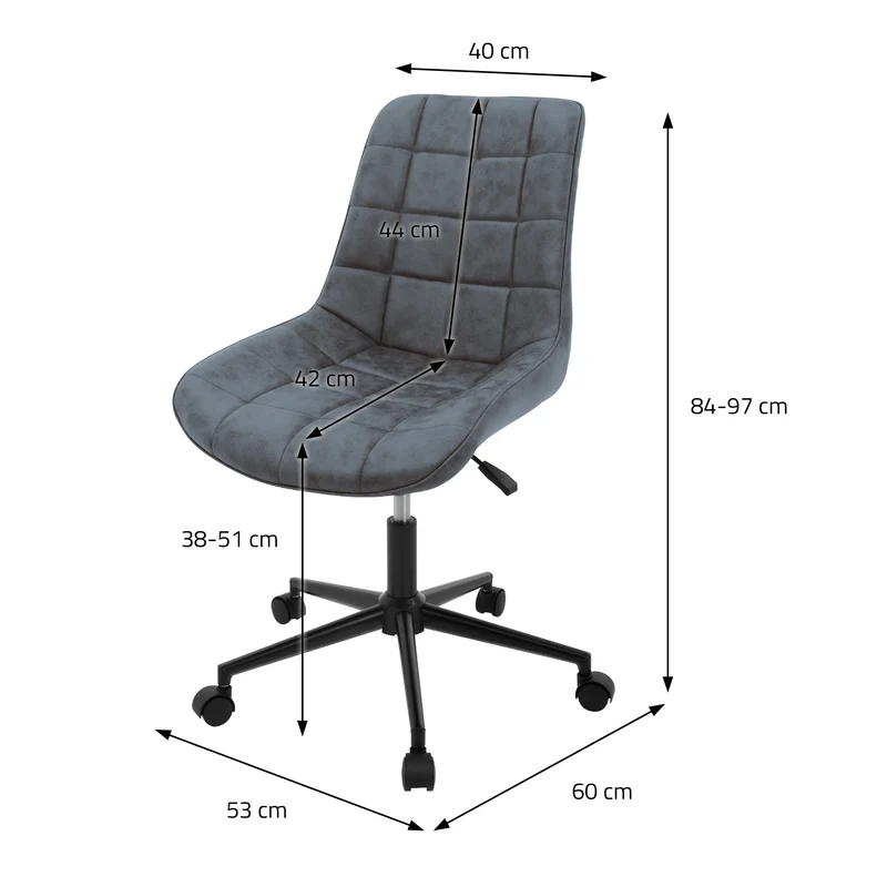 Bürostuhl auf Rollen Anthrazit mit Kunstlederbezug und Metallgestell ML-Design