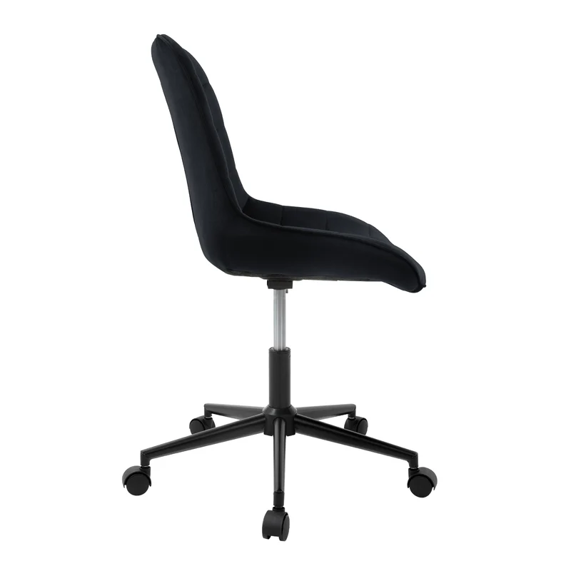 Bürostuhl auf Rollen Schwarz mit Samtbezug und Metallgestell ML-Design