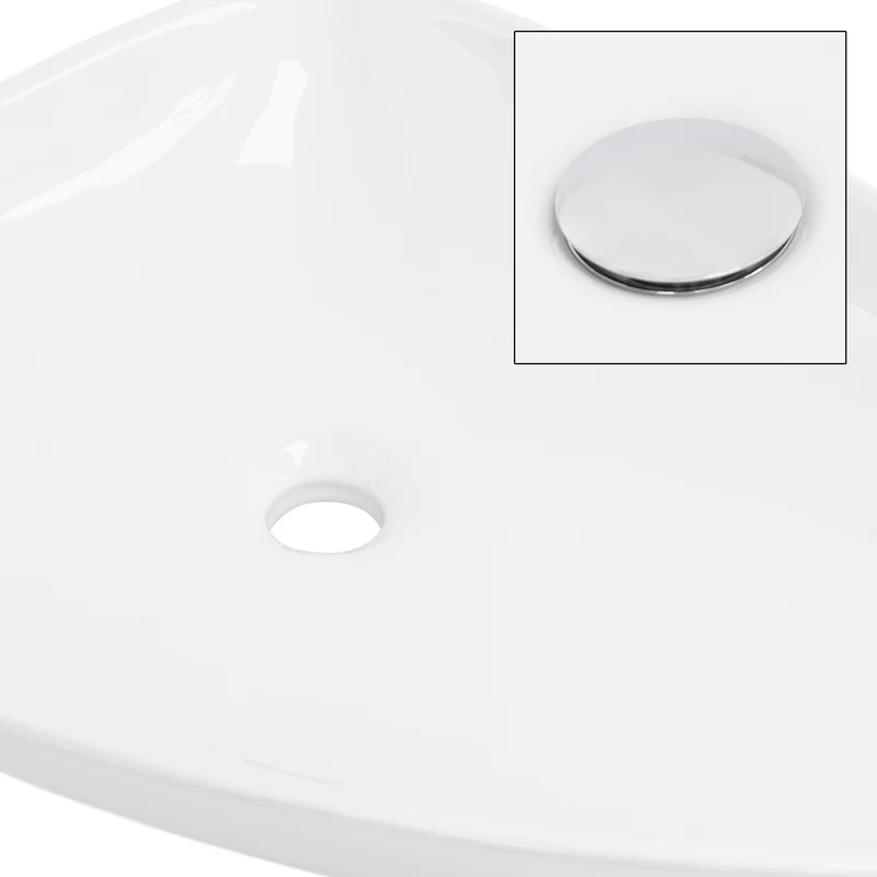 Waschbecken Dreieckig ohne Überlauf 69x46x13 cm Weiß aus Keramik LuxeBath