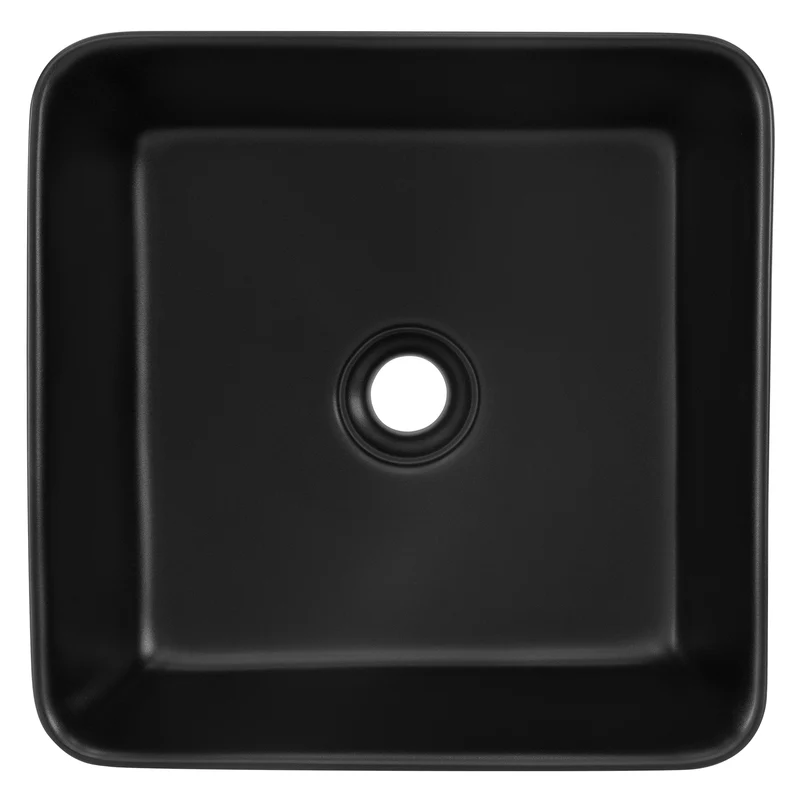 Waschbecken Quadratisch ohne Überlauf 39x39x15 cm Schwarz aus Keramik LuxeBath
