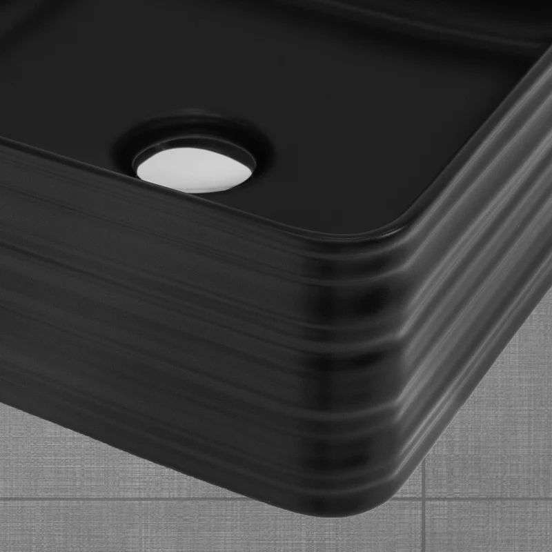 Waschbecken Quadratisch ohne Überlauf 39x39x15 cm Schwarz aus Keramik LuxeBath