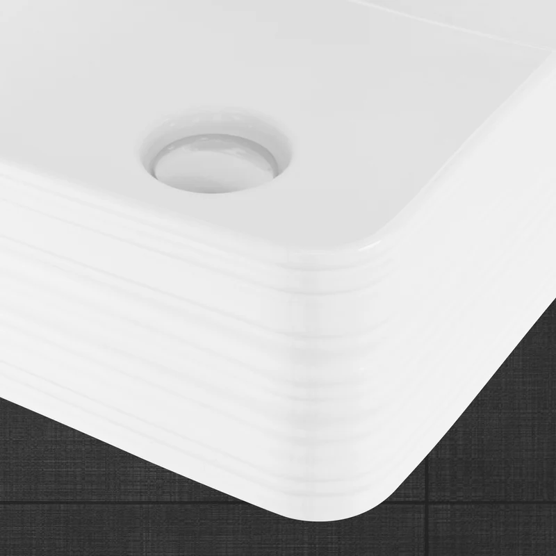Waschbecken Quadratisch ohne Überlauf 39x39x15 cm Weiß aus Keramik LuxeBath