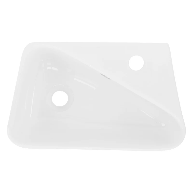 Waschbecken Eckigform mit Überlauf 45x27x13 cm Weiß aus Keramik LuxeBath