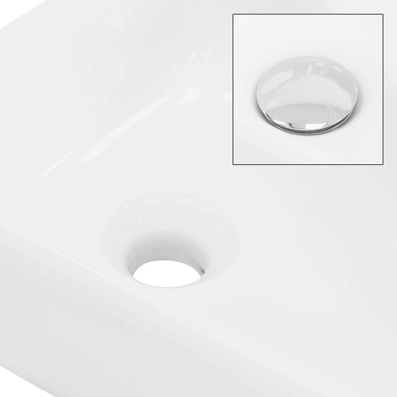 Waschbecken Eckigform mit Überlauf 45x27x13 cm Weiß aus Keramik LuxeBath