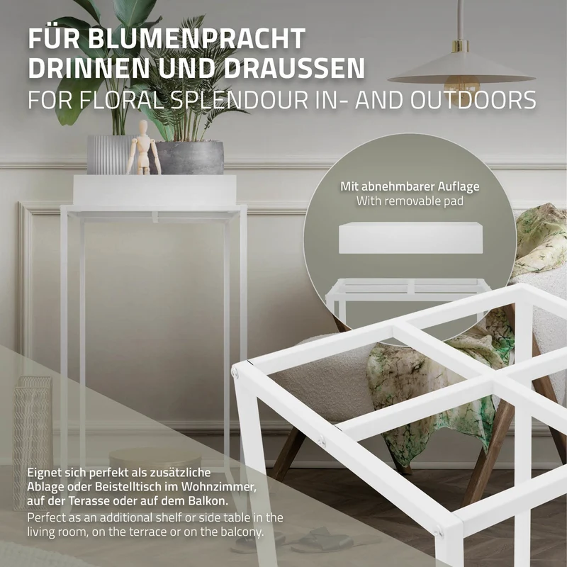 Blumenständer 45x45x80 cm Weiß aus Metall ML-Design