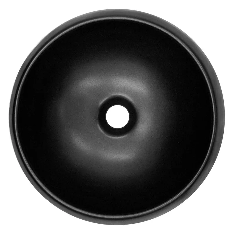 Waschbecken Rund ohne Überlauf Ø 40x15,5 cm Schwarz matt aus Keramik LuxeBath