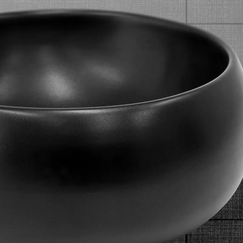 Waschbecken Rund ohne Überlauf Ø 40x15,5 cm Schwarz matt aus Keramik LuxeBath