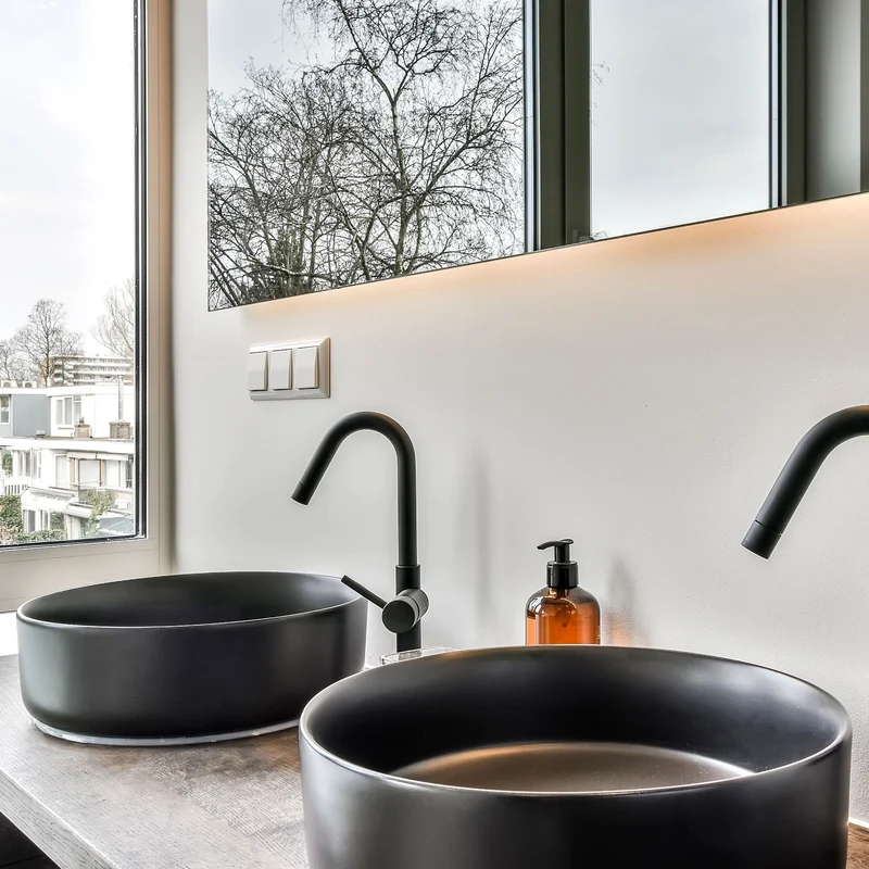 Waschbecken Rund ohne Überlauf Ø 36x12 cm Schwarz aus Keramik LuxeBath