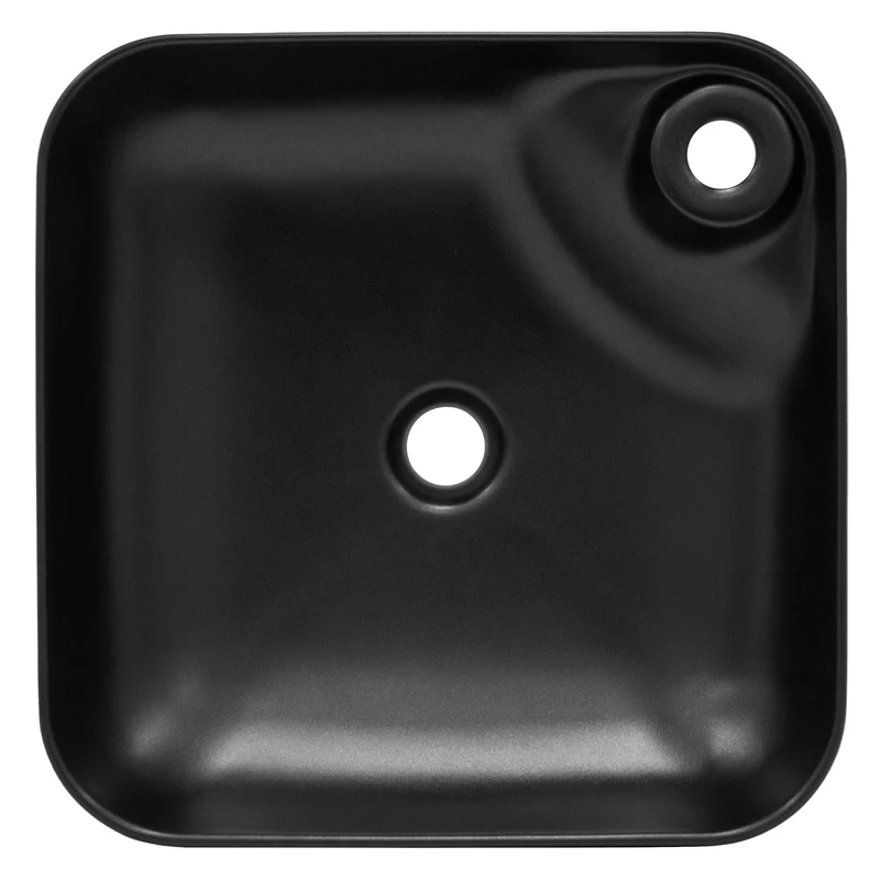 Waschbecken Eckig ohne Überlauf 43x43x12 cm Schwarz aus Keramik LuxeBath