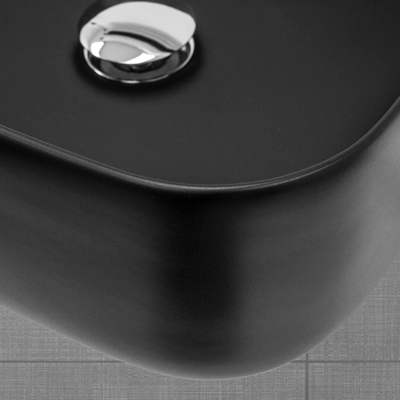 Waschbecken Eckig ohne Überlauf 43x43x12 cm Schwarz aus Keramik LuxeBath