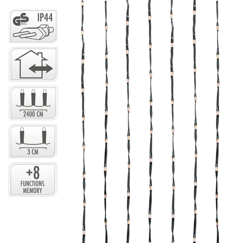LED Micro Cluster Lichterkette 24 m mit 800 warmweißen LEDs und 8 Funktionen
