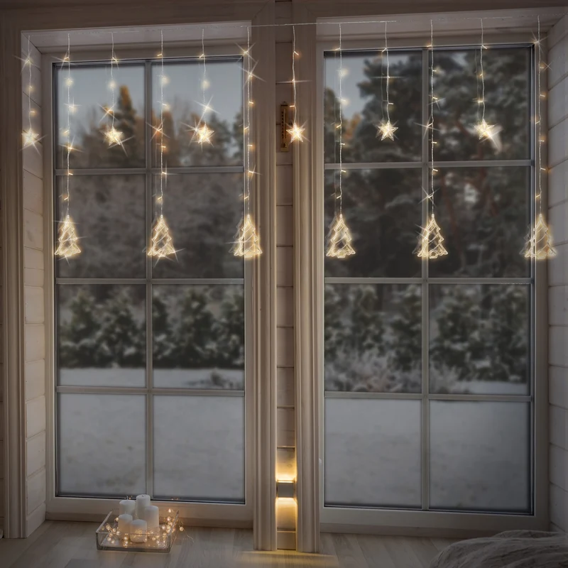 Weihnachtslichterkette LED Lichtervorhang 2,2 m mit 138 LEDs Warmweiß IP44