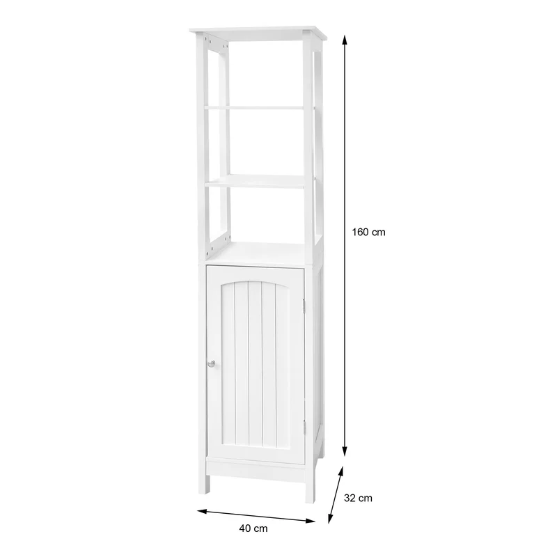 Badezimmerschrank Badschrank Weiß 40x160x32 cm mit drei Ablagen ML-Design