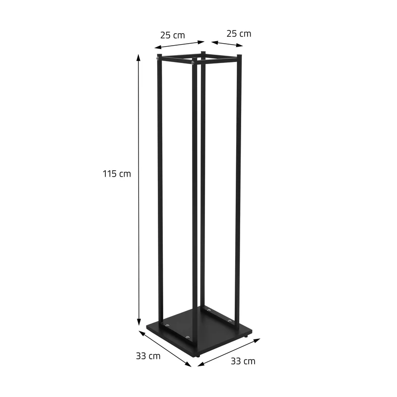 Kaminholzregal 33x33x115 cm Schwarz aus Metall ML-Design