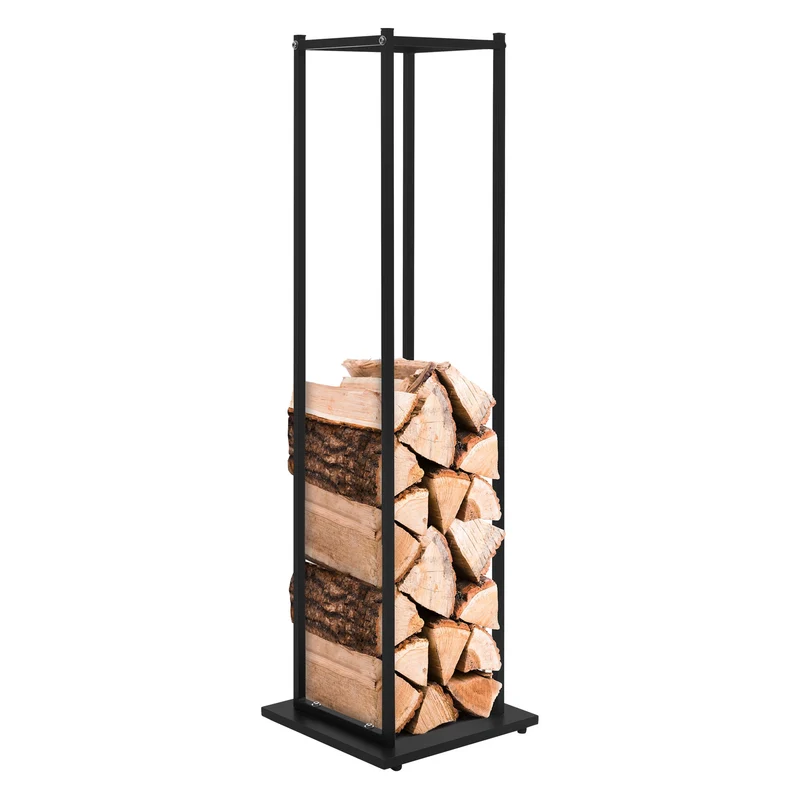 Kaminholzregal 33x33x115 cm Schwarz aus Metall ML-Design