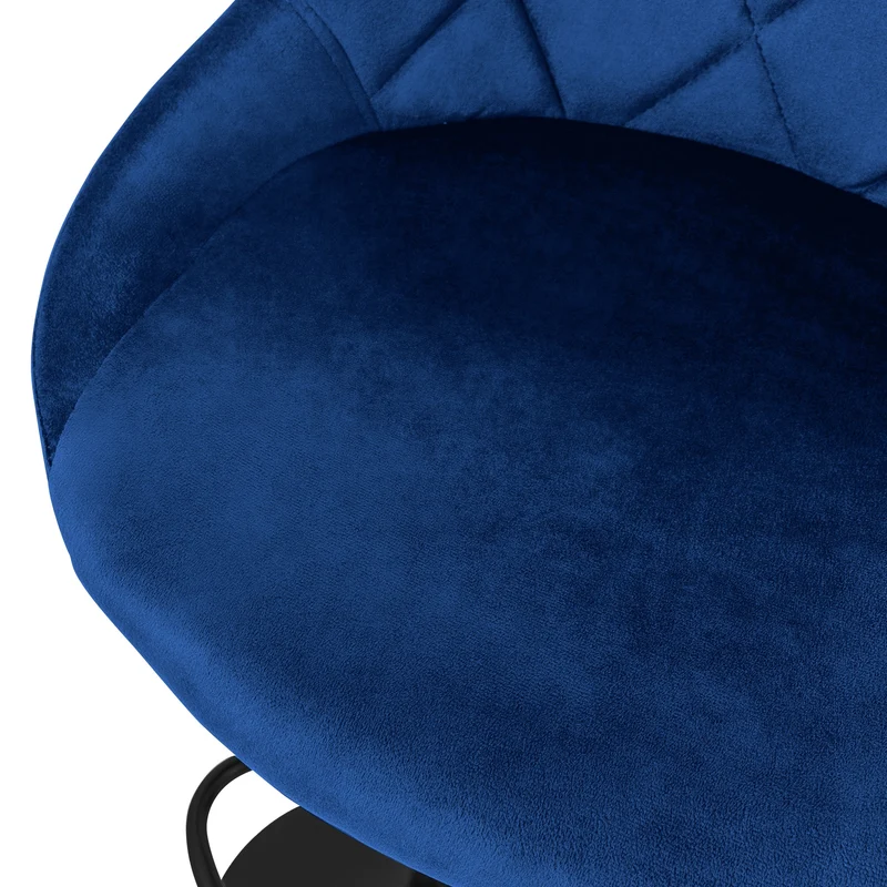 Barhocker 2er Set Blau Samtbezug mit Rückenlehne und Fußstütze höhenverstellbar 62-82cm ML-Design