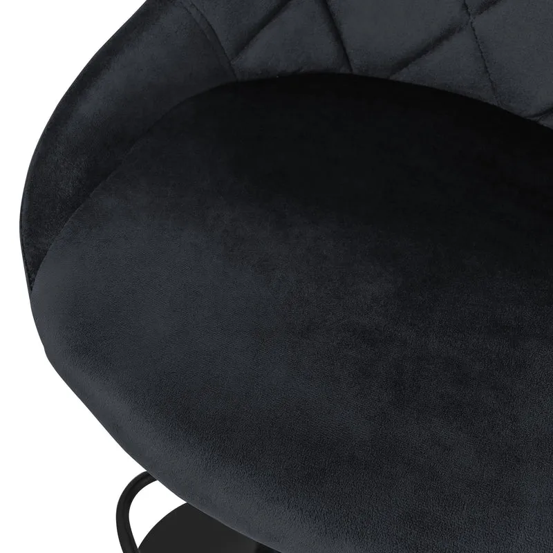 Barhocker 2er Set Schwarz Samtbezug mit Rückenlehne und Fußstütze höhenverstellbar 62-82cm ML-Design