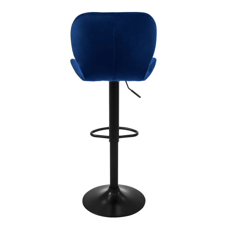 Barhocker 2er Set Blau Samtbezug mit Rückenlehne und Fußstütze höhenverstellbar 59-79cm ML-Design