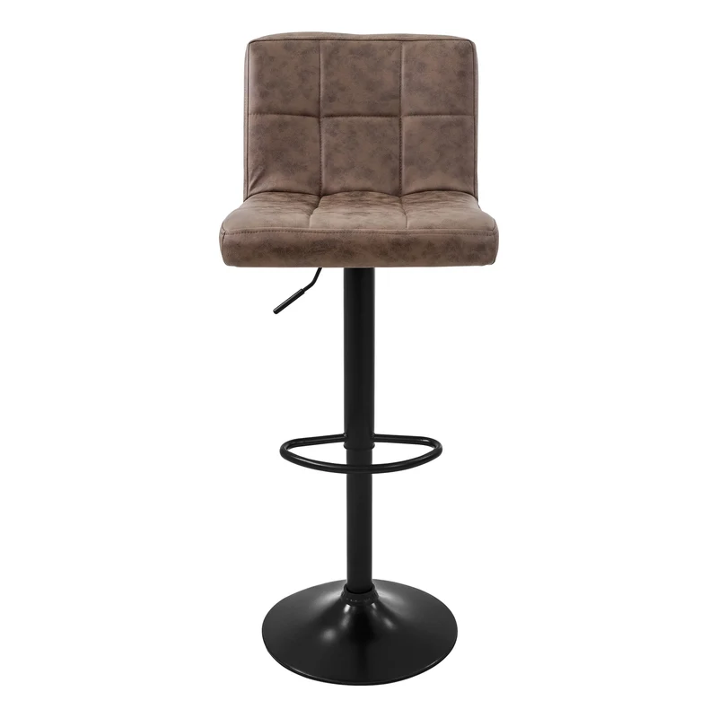 Barhocker 2er Set Braun Kunstlederbezug mit Rückenlehne und Fußstütze höhenverstellbar 63-83cm ML-Design