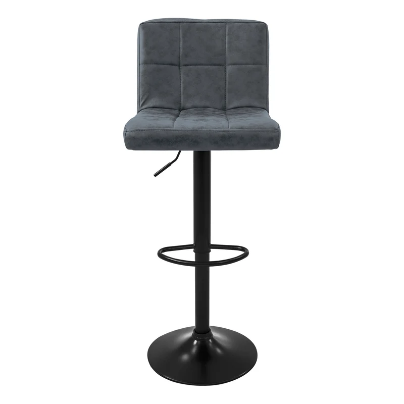 Barhocker 2er Set Anthrazit Kunstlederbezug mit Rückenlehne und Fußstütze höhenverstellbar 63-83cm ML-Design