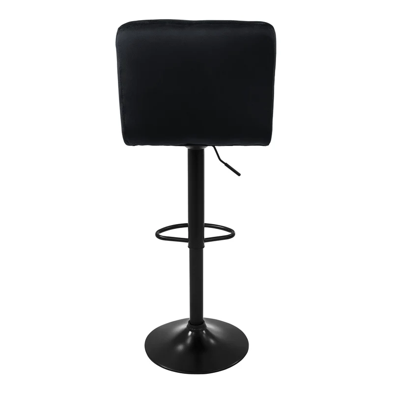 Barhocker 2er Set Schwarz Samtbezug mit Rückenlehne und Fußstütze höhenverstellbar 63-83cm ML-Design